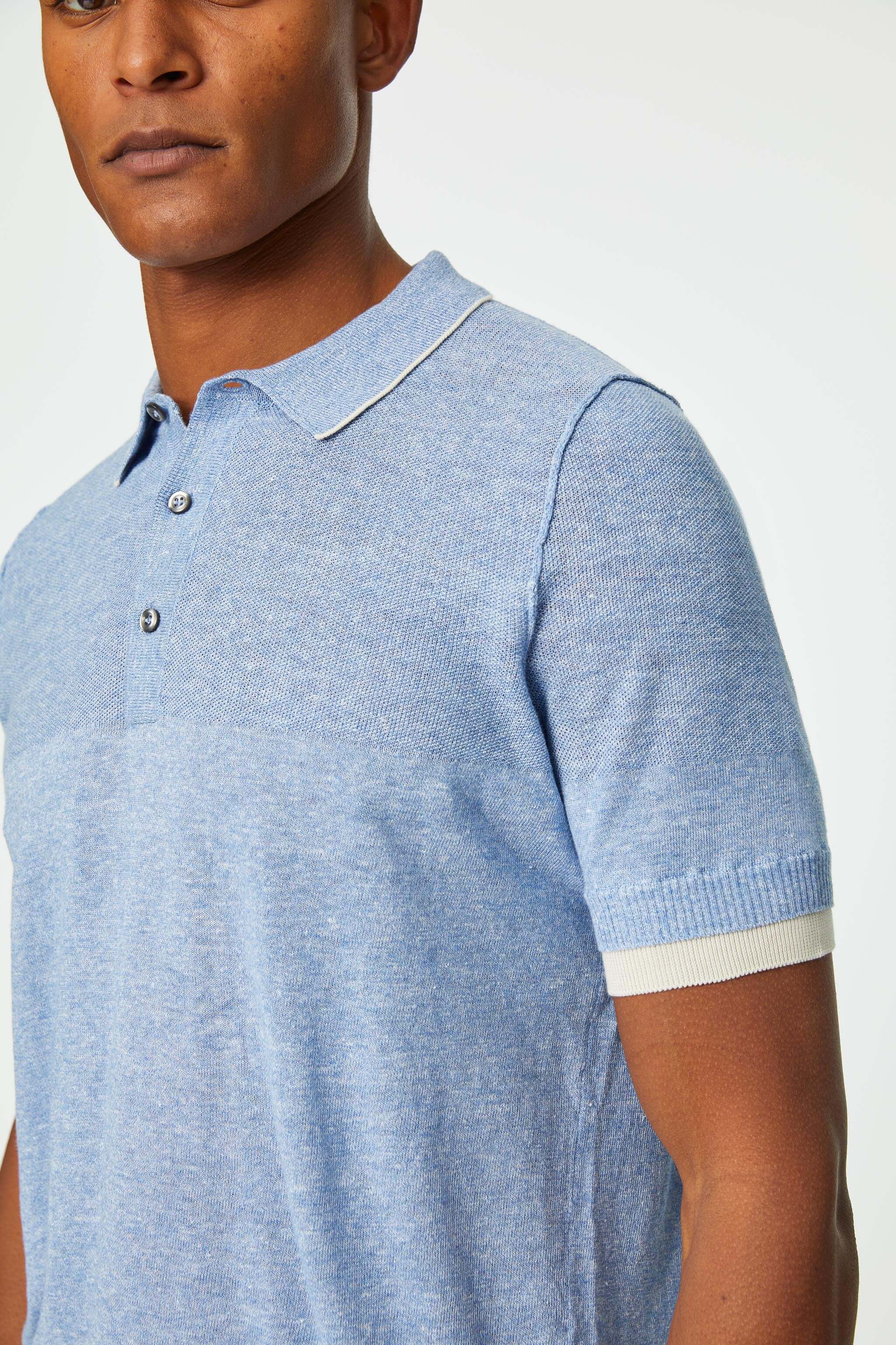 Sky blue Polo with contrast detail 