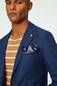 Graphic print silk pocket square white