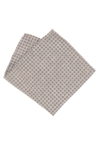 Graphic pattern silk pocket square brown