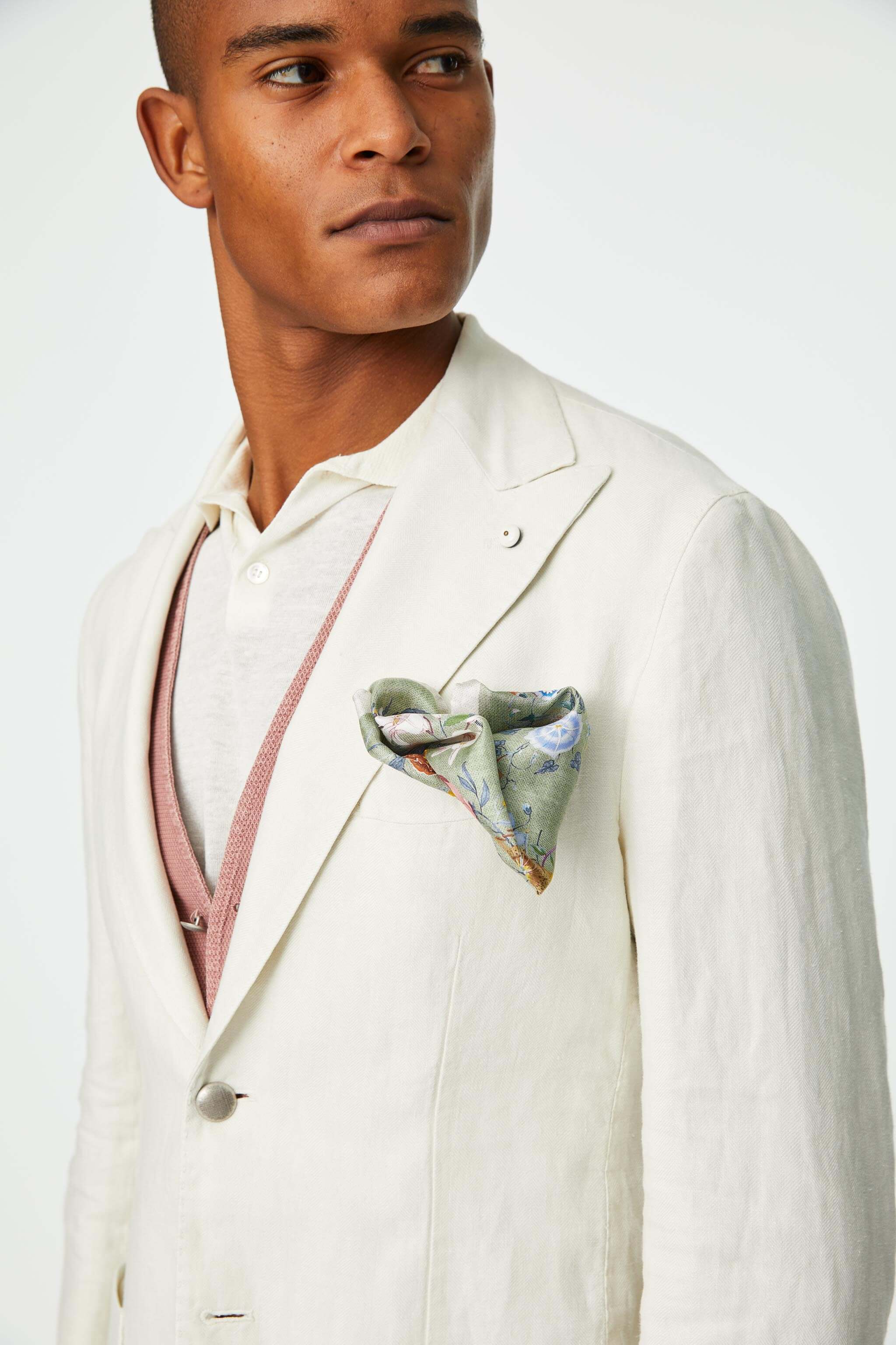 Floral pattern silk pocket square