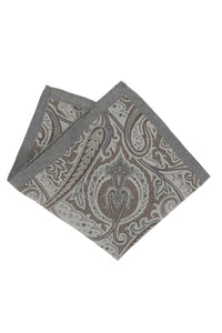 Geometric print pocket square in brown earth