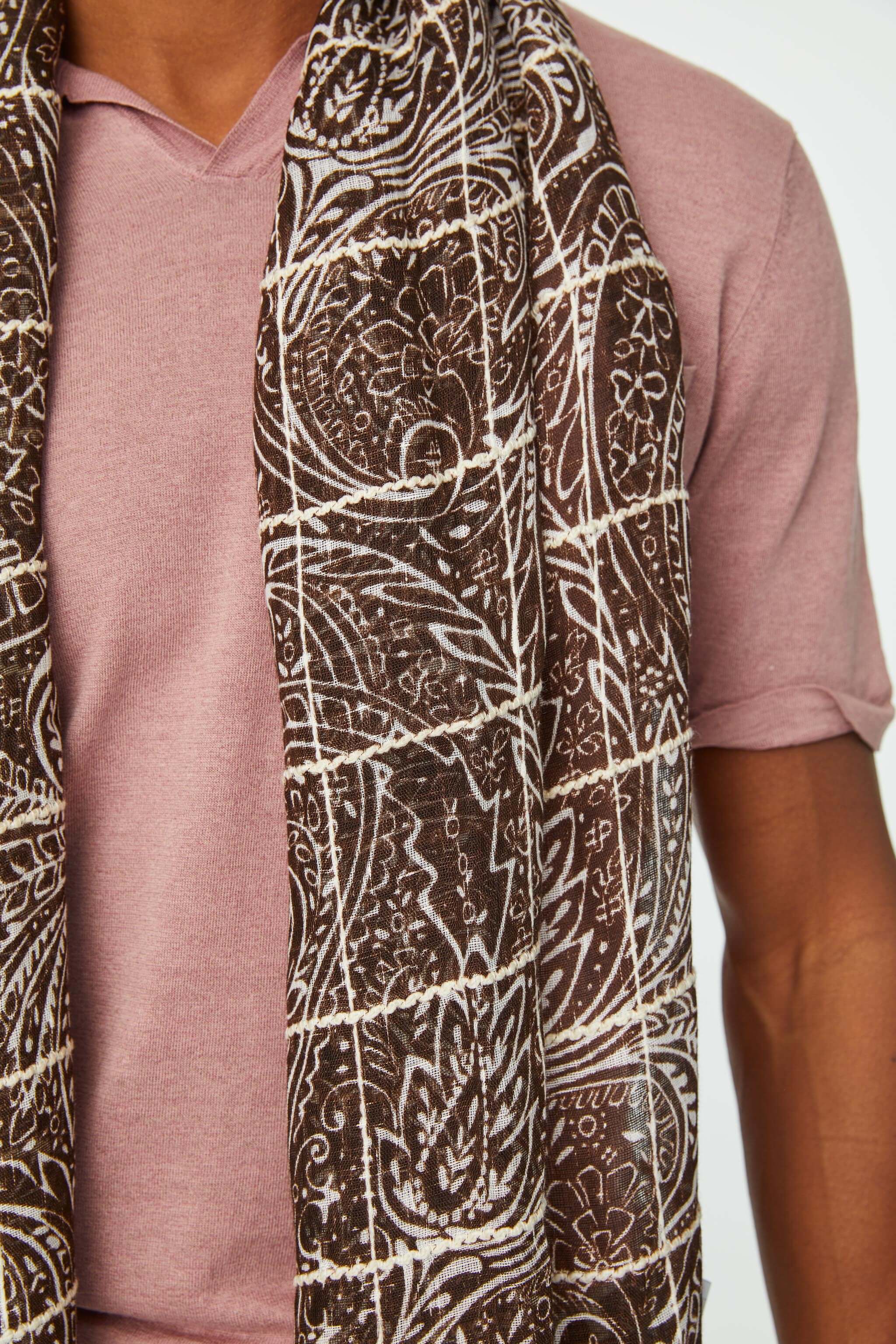 Linen and cotton paisley scarf