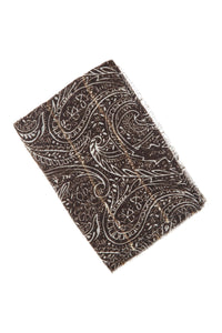 Linen and cotton paisley scarf brown