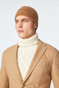 Cashmere beanie in camel earth