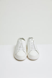 Textured leather sneaker in white white