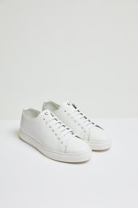 Textured leather sneaker in white white