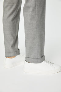 Textured leather sneaker in white white