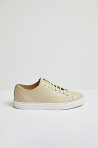 Perforated leather sneaker in beige beige