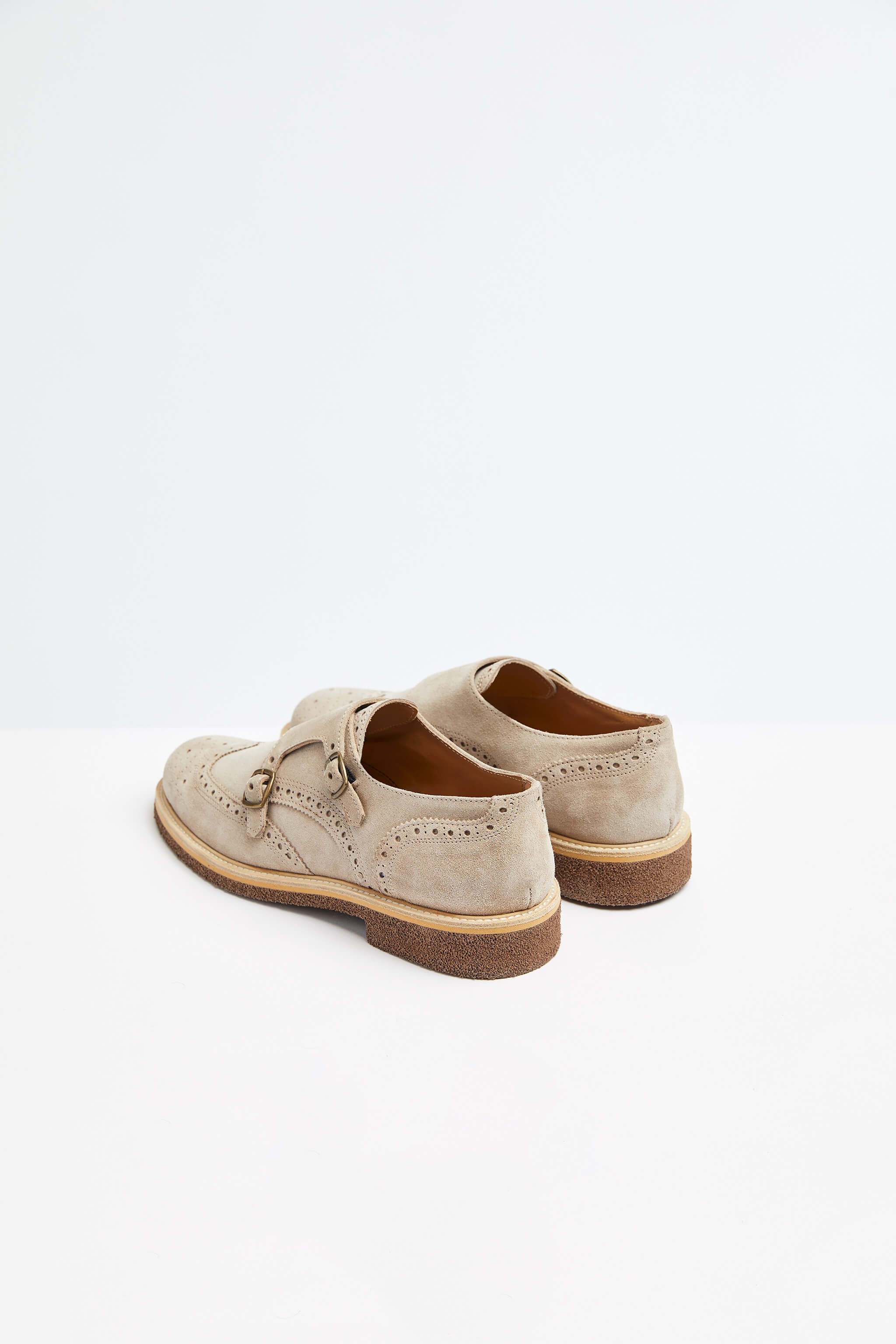Leather Monk strap shoe in beige