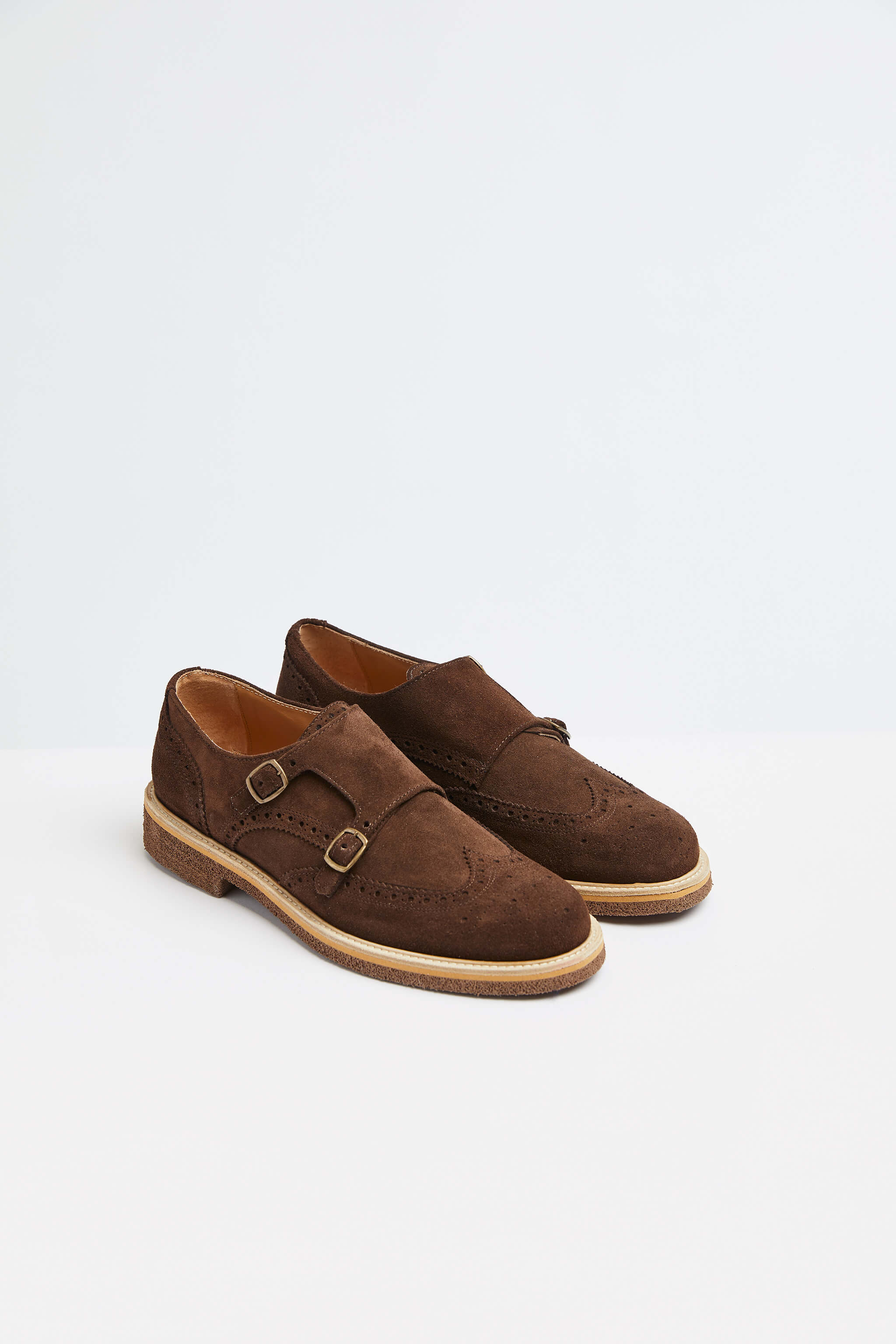 Leather Monk strap shoe in brown
