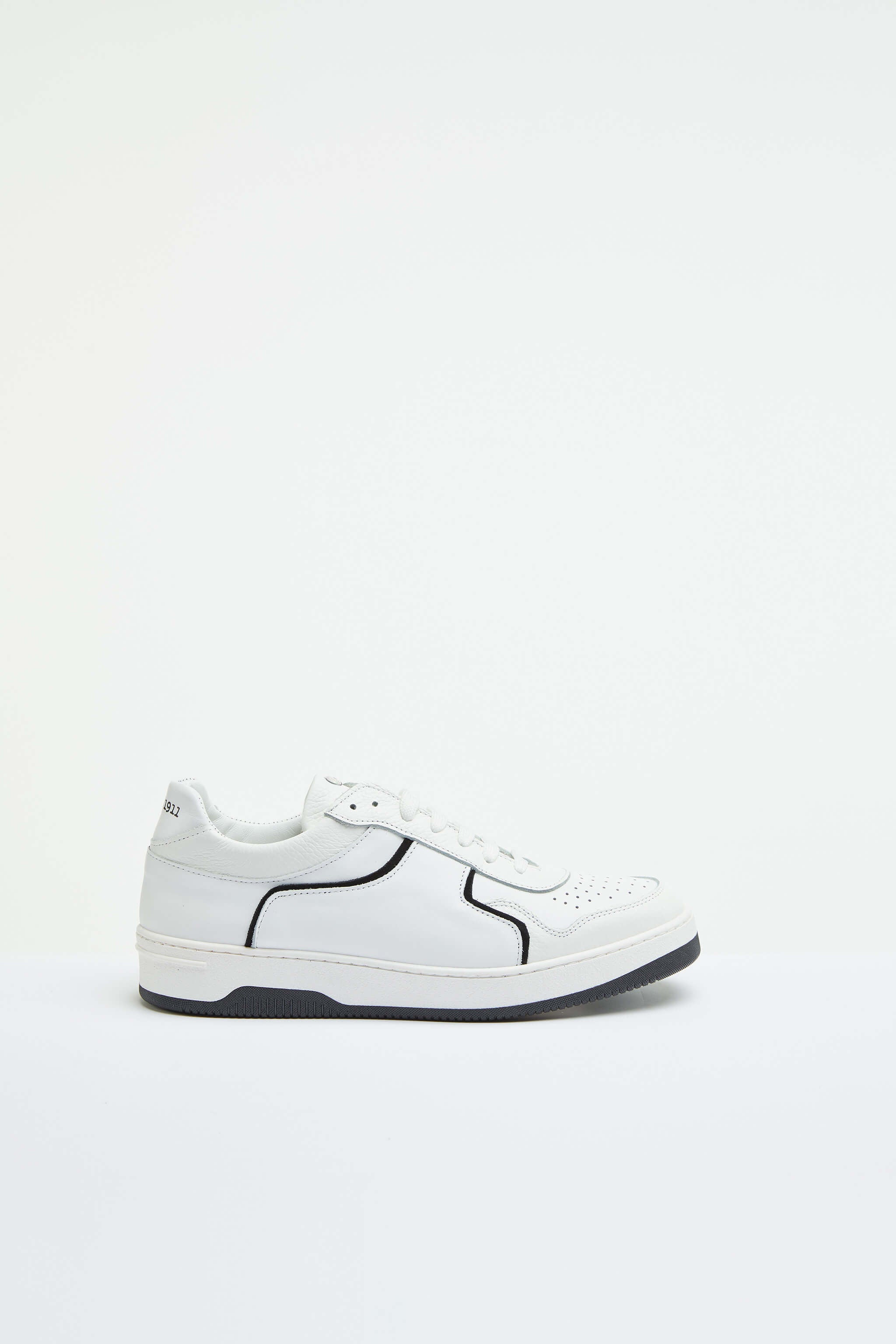 White basketball sneaker with contrast details