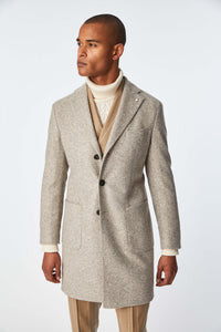 London coat in turtledove gray jersey beige