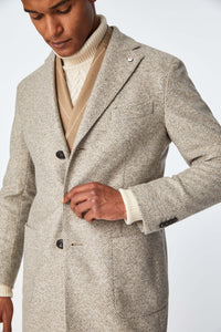 London coat in turtledove gray jersey beige