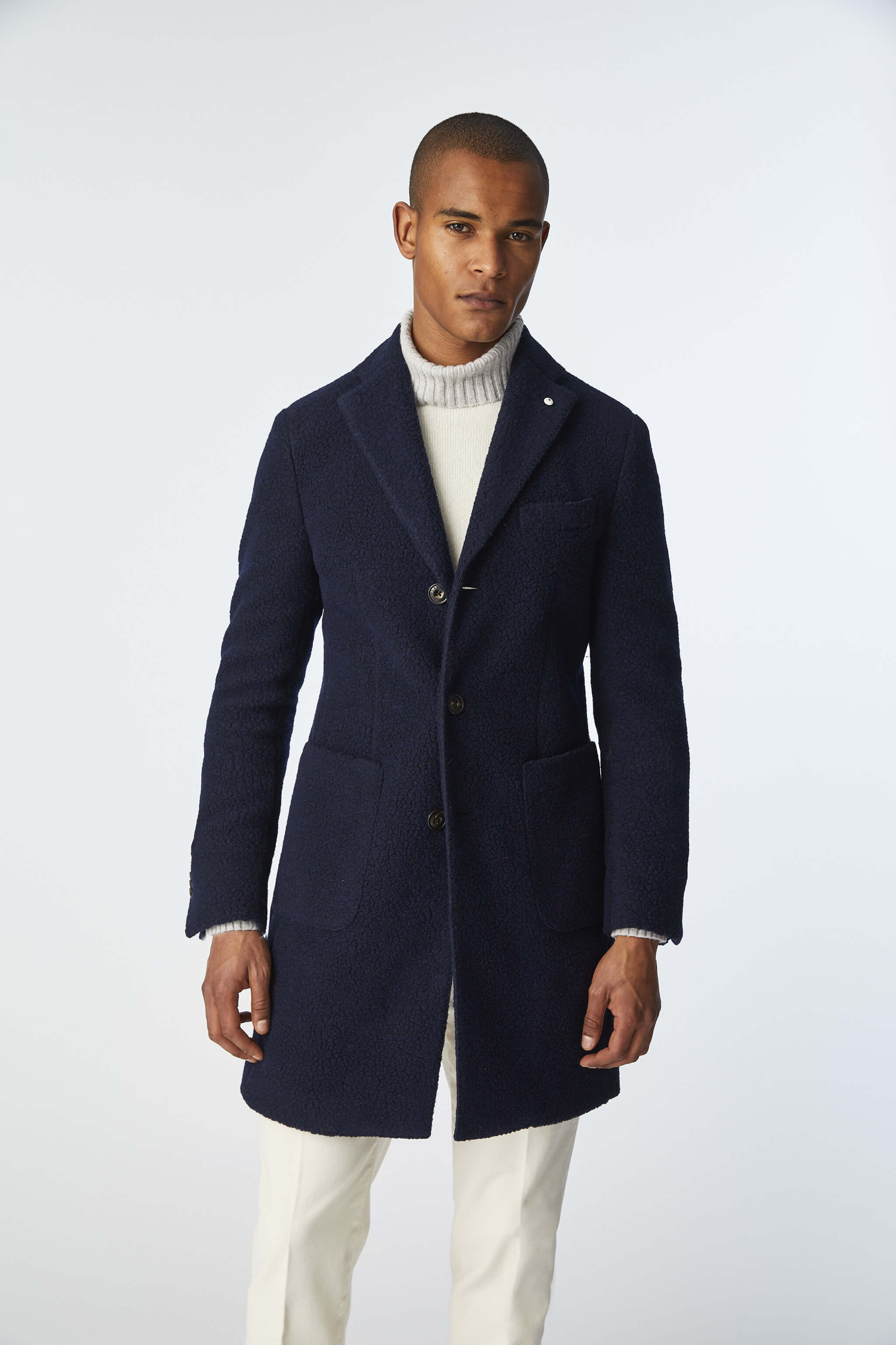LONDON ORSETTO coat in midnight blue