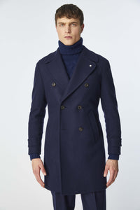 Chesterfield coat in midnight blue jersey blue