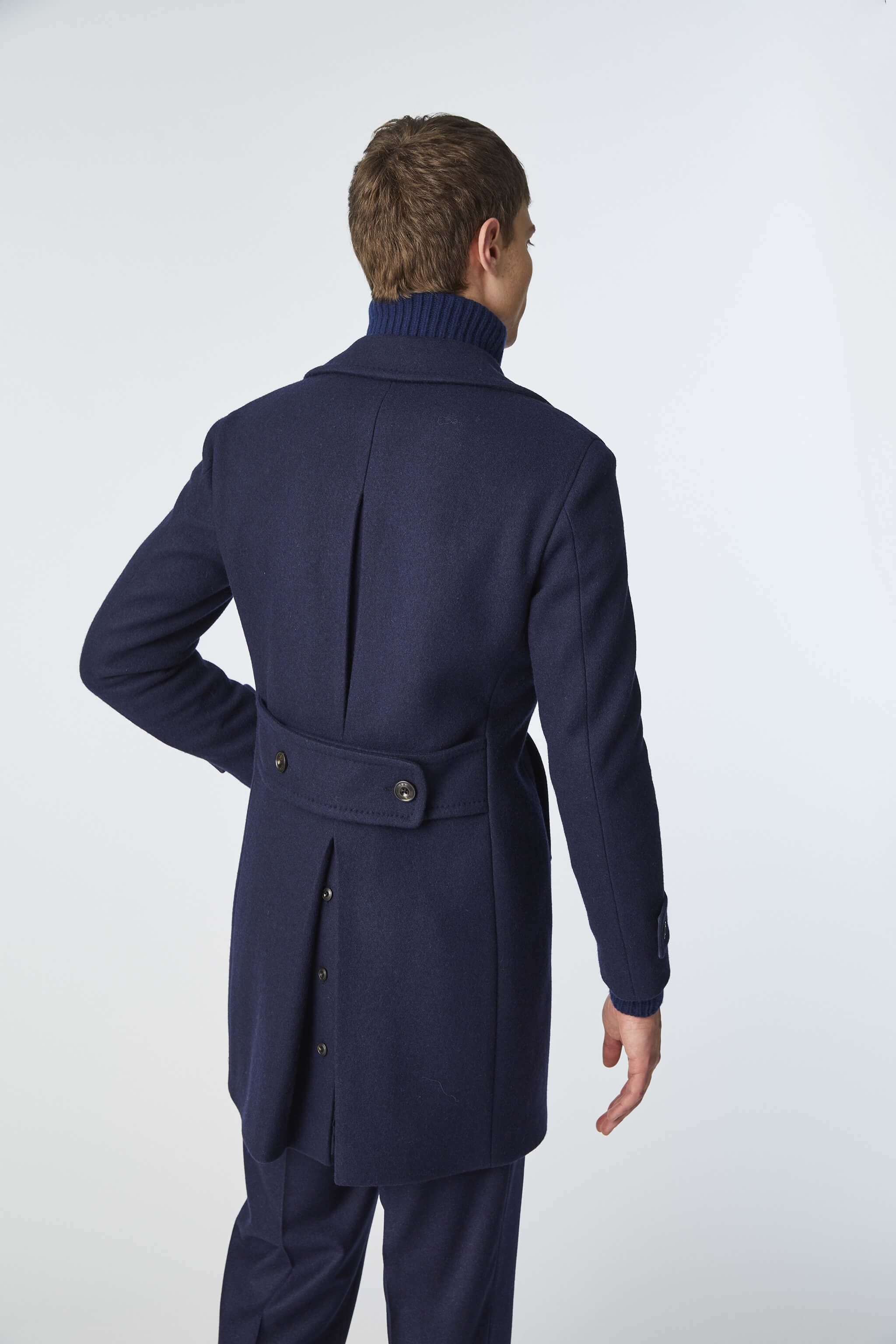 Chesterfield coat in midnight blue jersey
