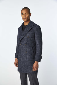 Chesterfield coat in blue jersey blue