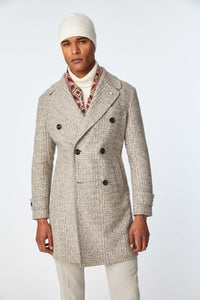 Chesterfield coat in dove gray jersey beige