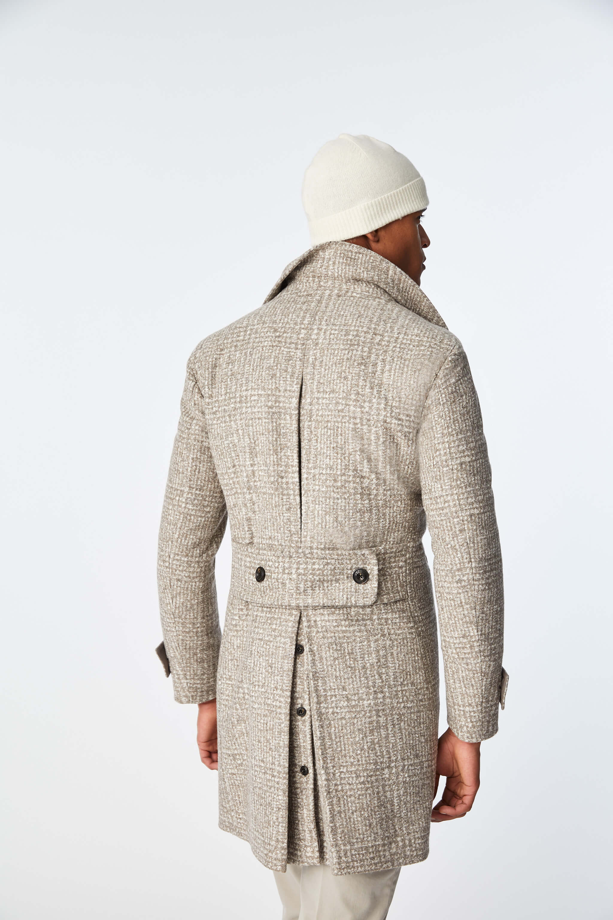 Chesterfield coat in dove gray jersey