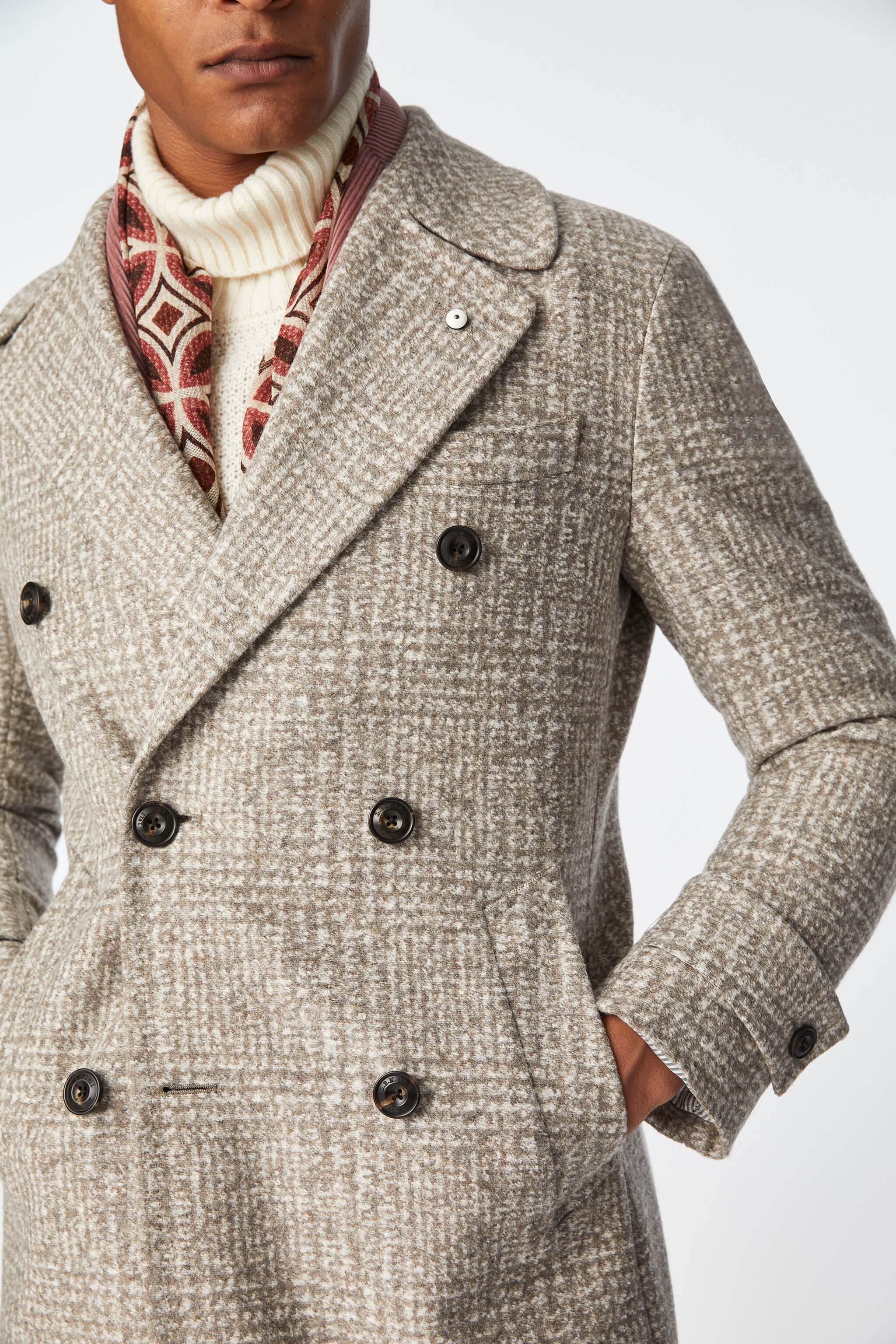 Chesterfield coat in dove gray jersey