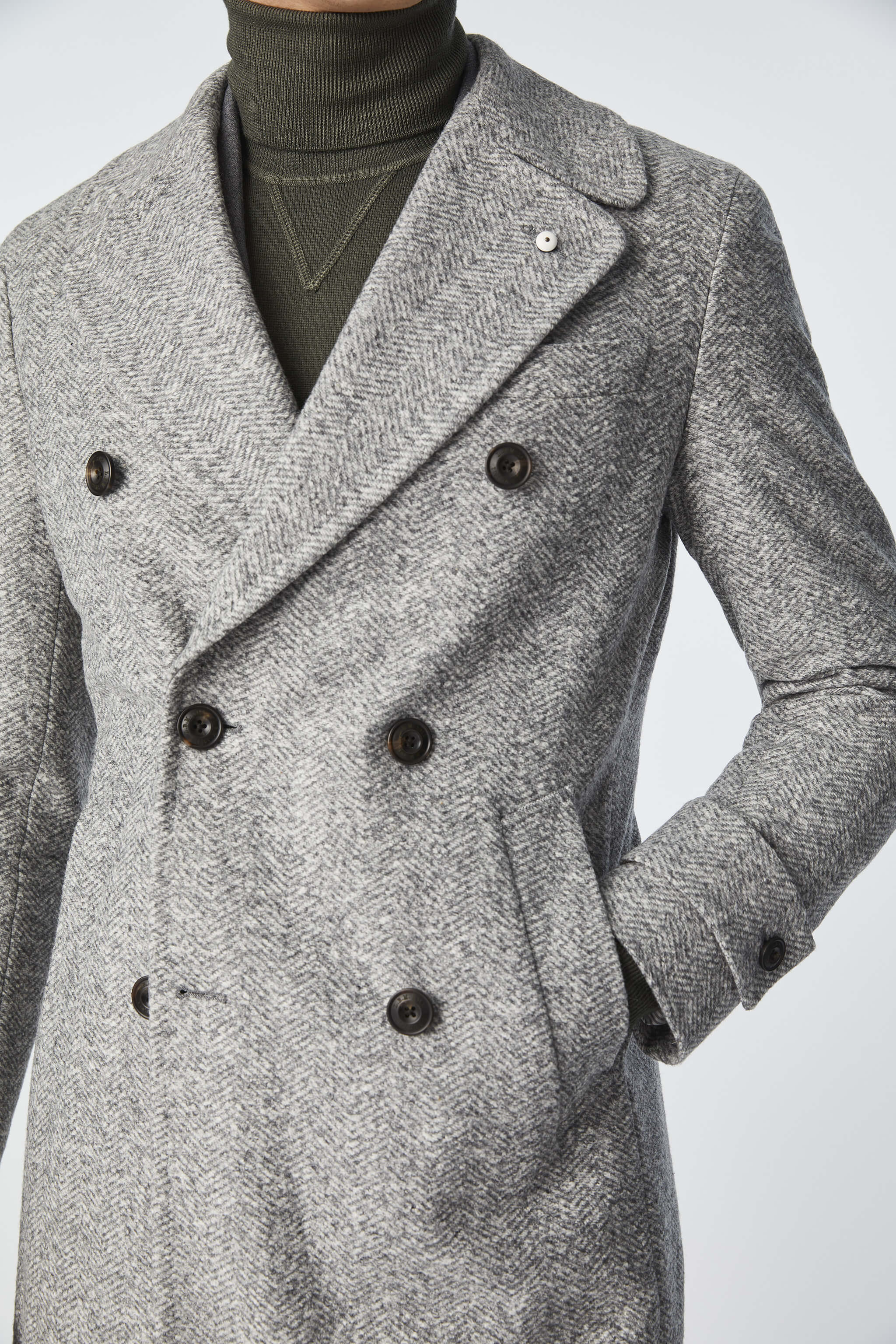 Chesterfield coat in gray jersey