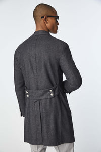 Double-breasted coat in dark gray black