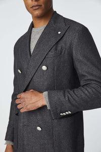Double-breasted coat in dark gray black
