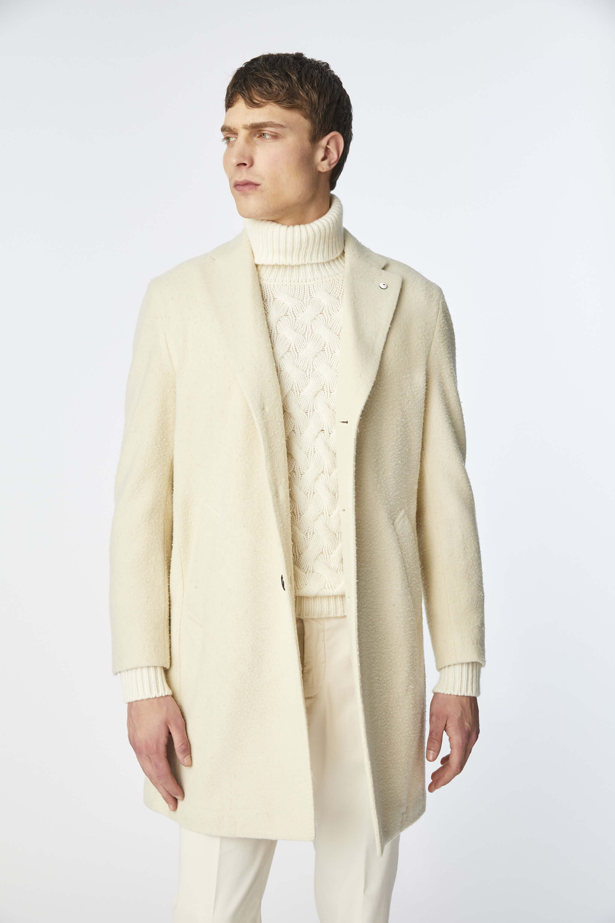 Garment-dyed coat in ivory