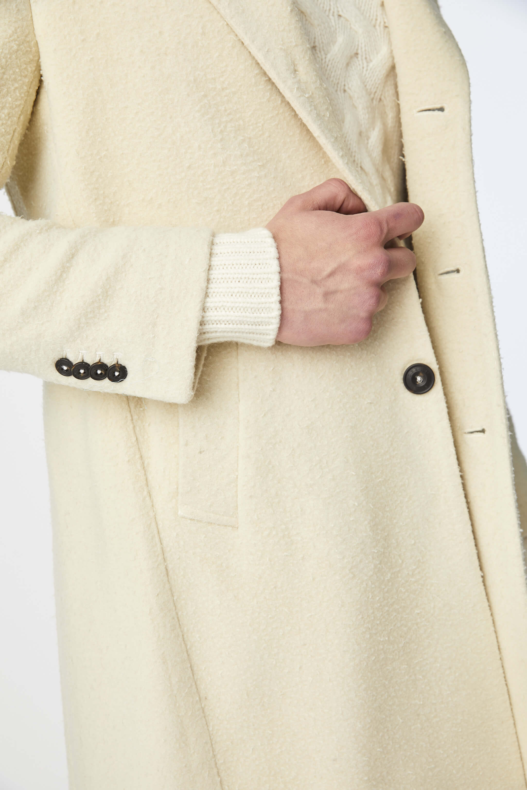 Garment-dyed coat in ivory