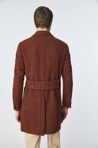 Double-breasted coat in burnt brown brick