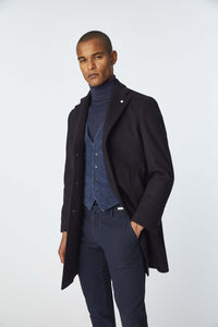 Garment-dyed coat in midnight blue blue