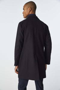 Garment-dyed coat in midnight blue blue