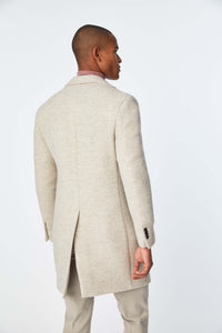Garment-dyed single breasted coat in ivory beige
