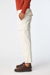 Garment-dyed cargo pants in white white