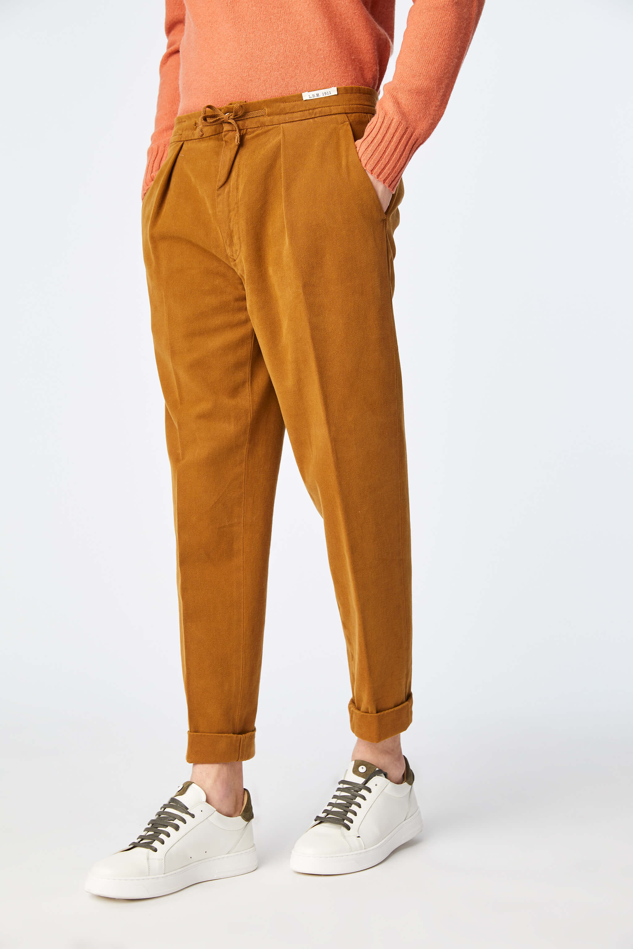 Garment-dyed LESTER pants in yellow ochre