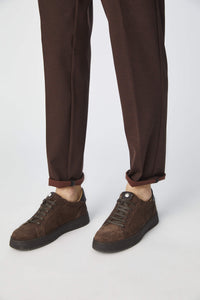 Garment-dyed technical jersey liam pant in brown bordeaux