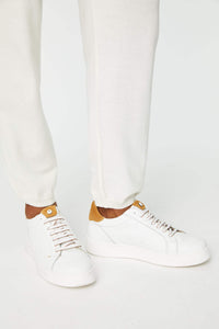 Knit pants with white drawstring white