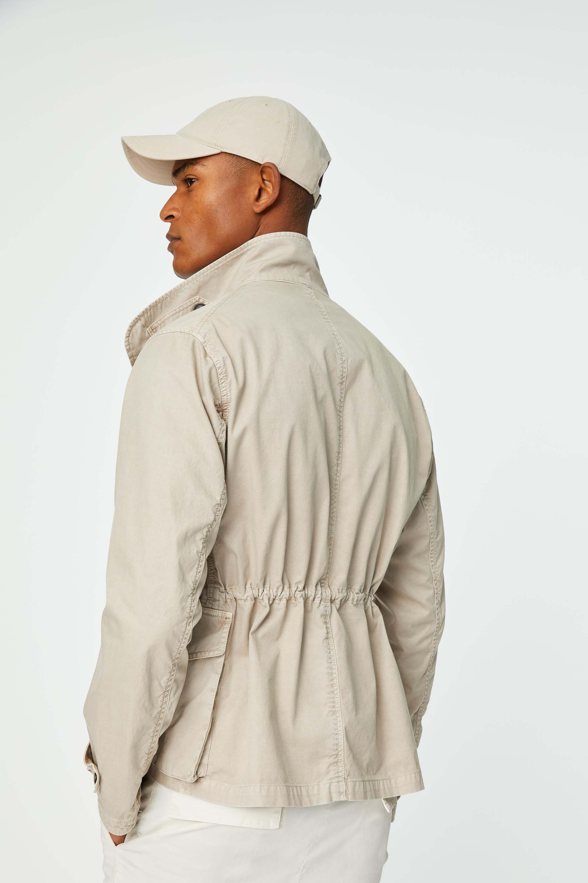 Garment-dyed beige field jacket