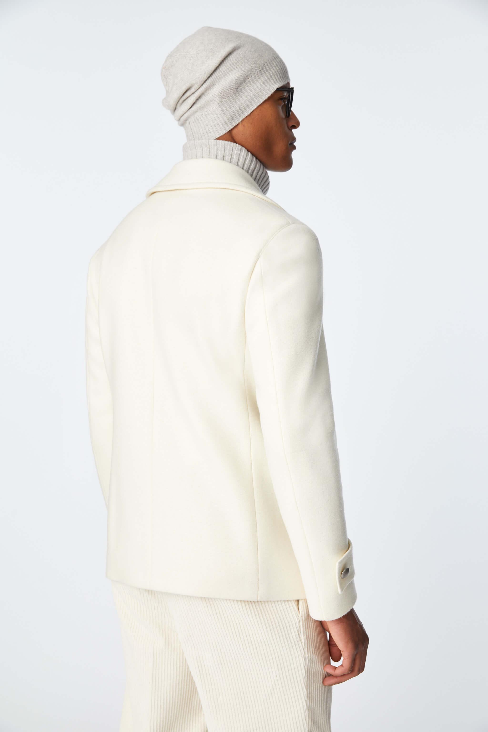 Peacoat in jersey bianco