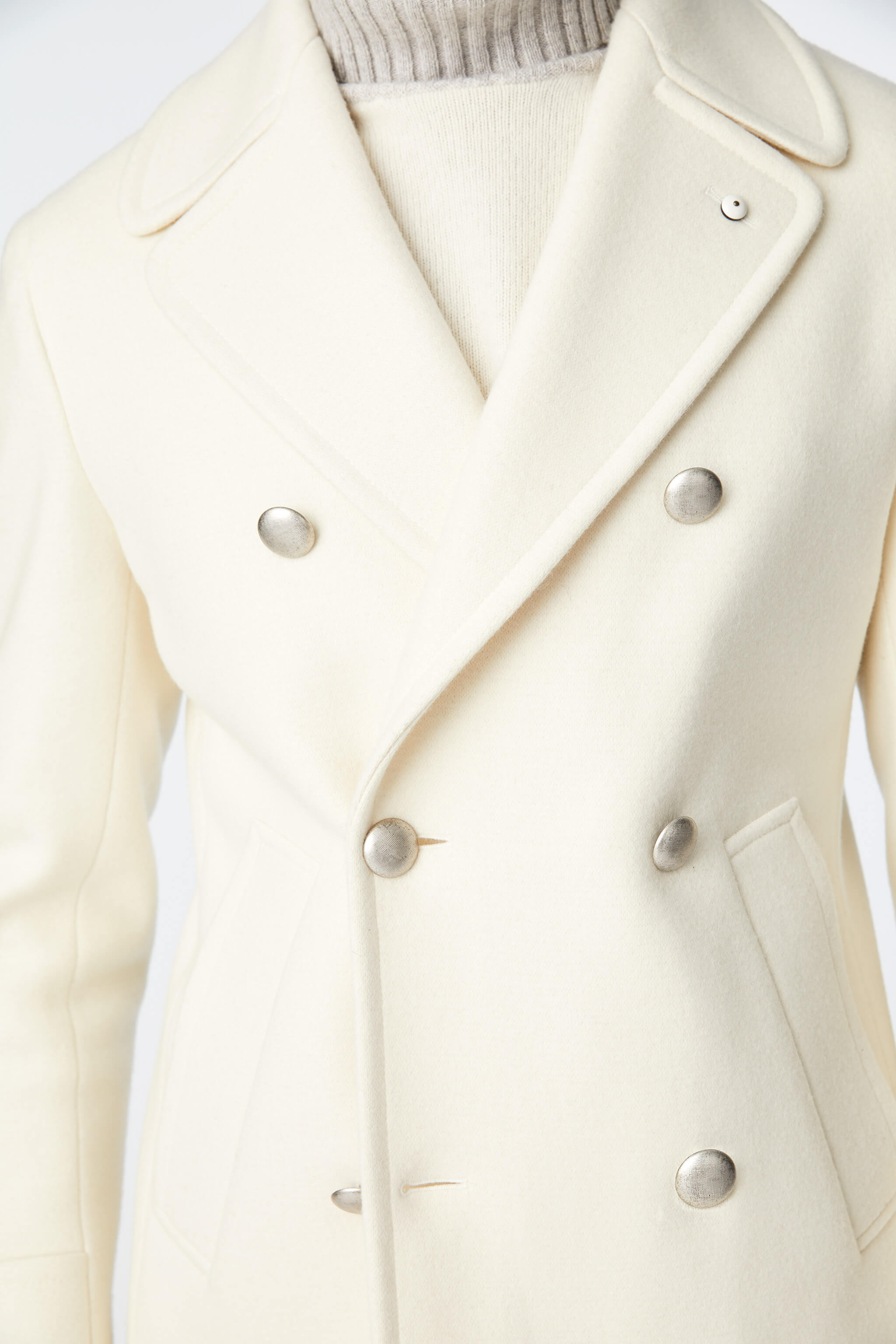 Peacoat in jersey bianco