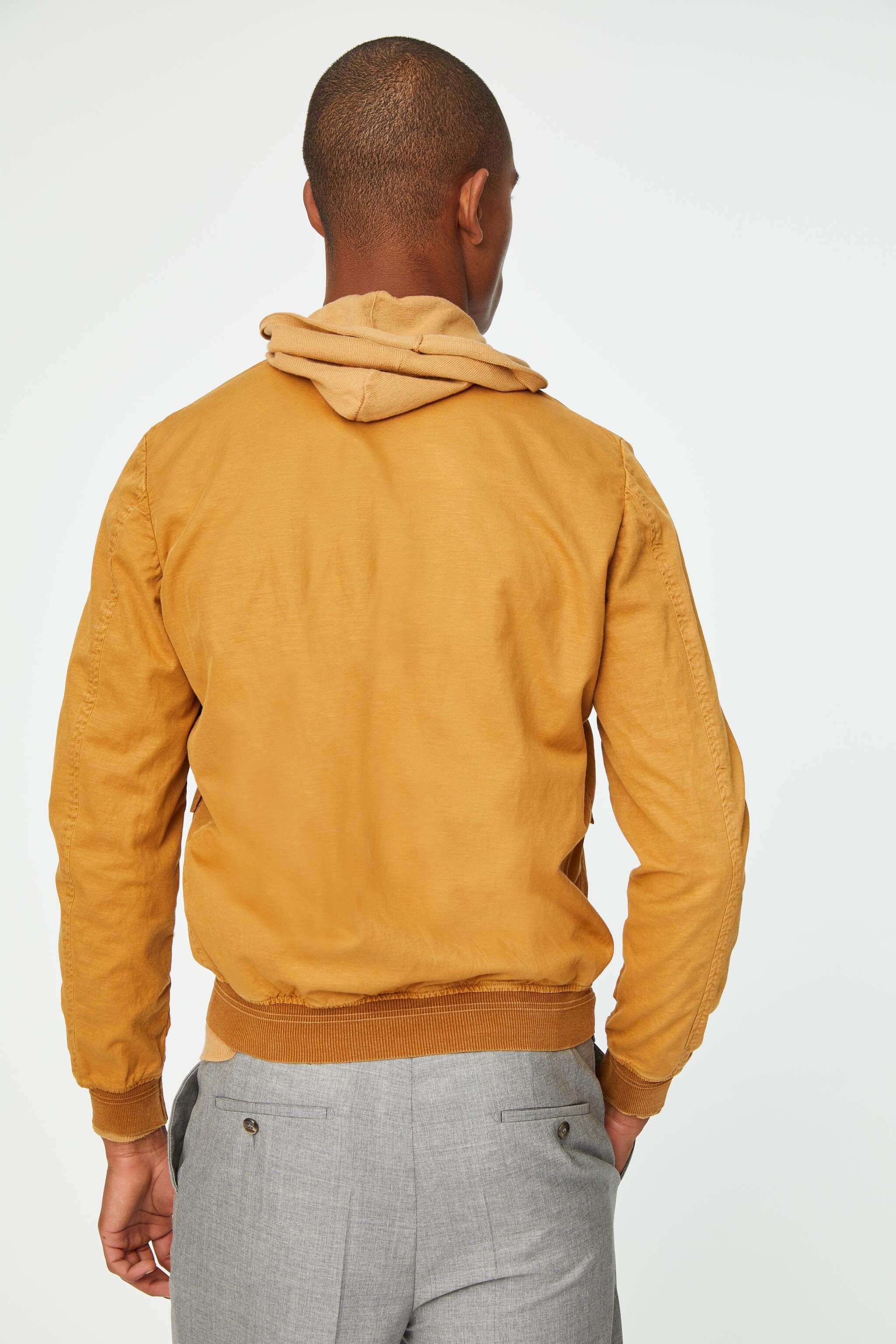 Garment-dyed jacket in caramel