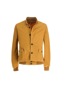 Garment-dyed jacket in caramel yellow
