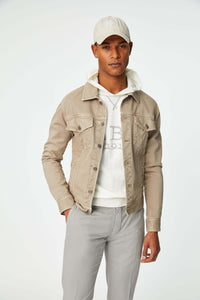 Garment-dyed jacket in dove gray beige