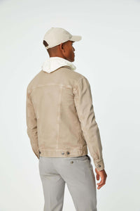 Garment-dyed jacket in dove gray beige