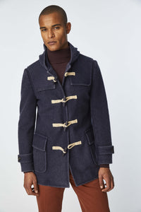 Garment-dyed duffle coat blue