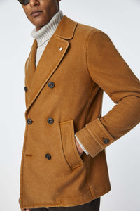 Peacoat in lana ocra mattone