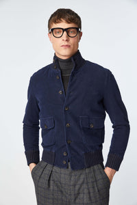 Garment-dyed bomber blue