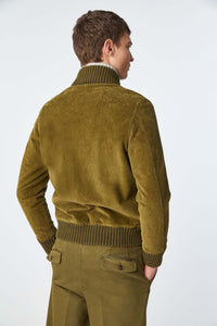 Garment-dyed bomber jacket dark green