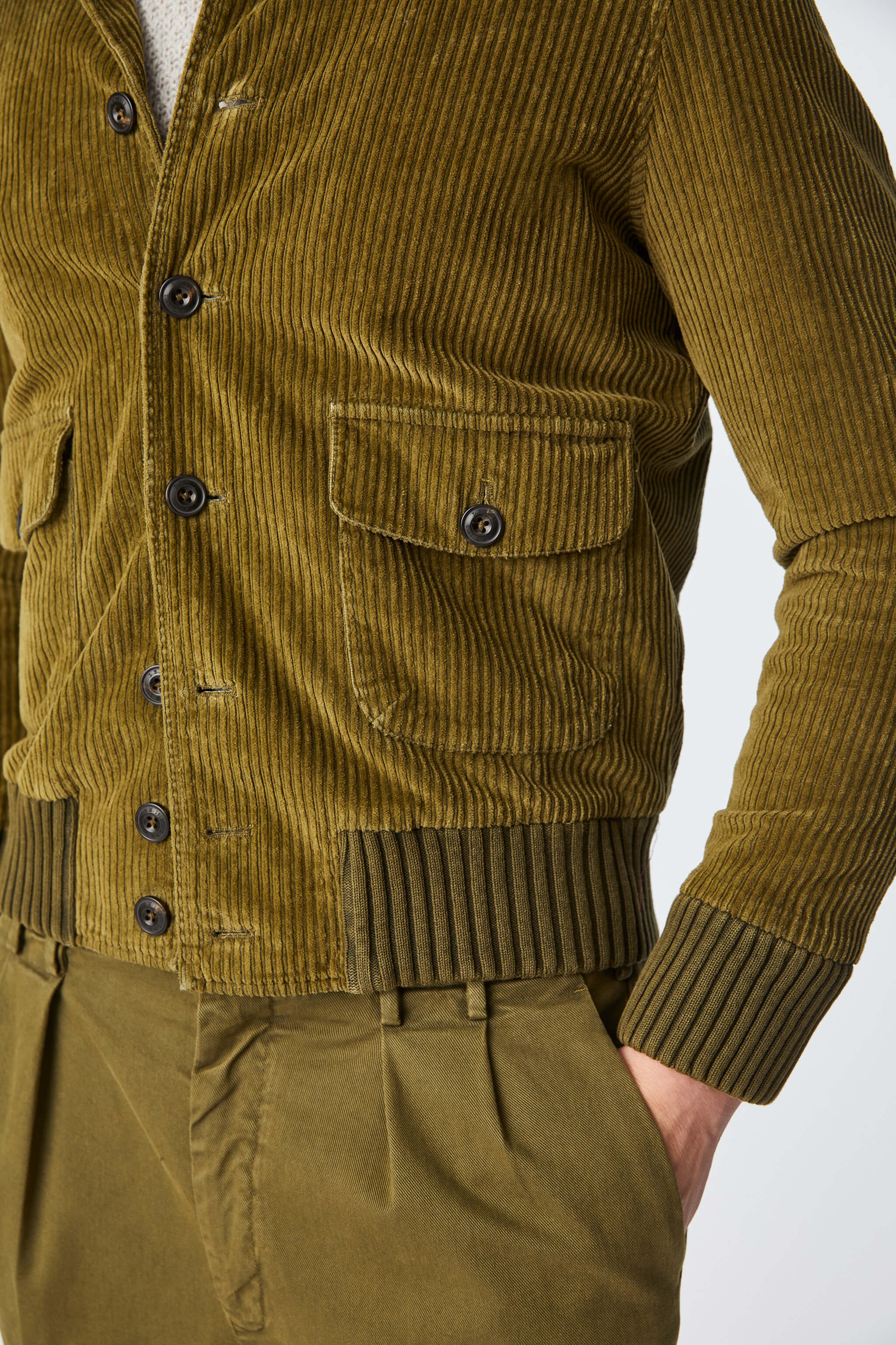 Garment-dyed bomber jacket