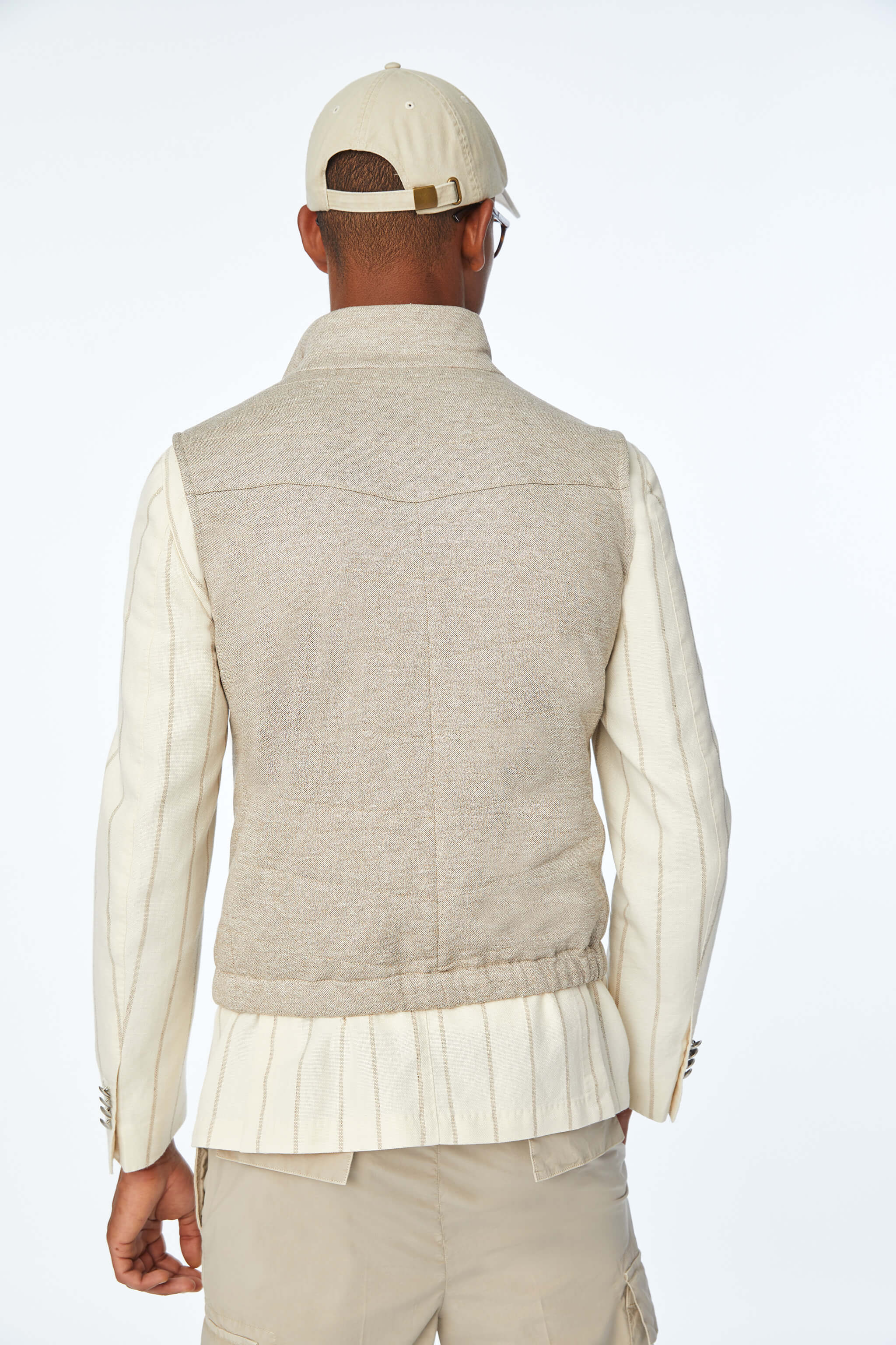 Padded jersey vest in Beige
